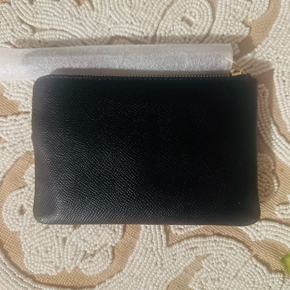 NWT Coach Black Textured Leather Zip Top Wallet Pouch Wristlet - Picture 4 of 5